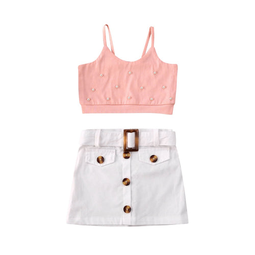 Lovely Kid Babay Girls 6M-5T Crop Tops Short Dress 2pcs Outfit Set Sundress Summer