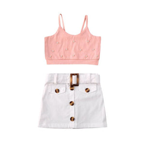 Lovely Kid Babay Girls 6M-5T Crop Tops Short Dress 2pcs Outfit Set Sundress Summer