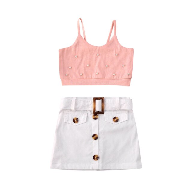 Lovely Kid Babay Girls 6M-5T Crop Tops Short Dress 2pcs Outfit Set Sundress Summer