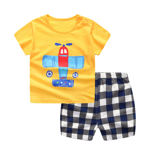 Baby Boy Girl Summer Infant Clothing Clothes Striped Shorts+Yellow Top Tees Clothes Baby Outfits Baby Clothes Newborn Outfit