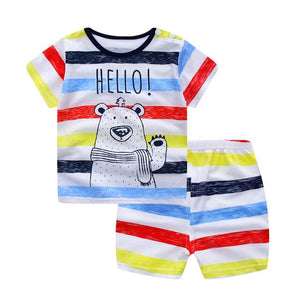 Baby Boy Girl Summer Infant Clothing Clothes Striped Shorts+Yellow Top Tees Clothes Baby Outfits Baby Clothes Newborn Outfit