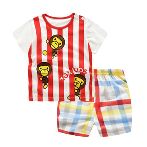 Baby Boy Girl Summer Infant Clothing Clothes Striped Shorts+Yellow Top Tees Clothes Baby Outfits Baby Clothes Newborn Outfit